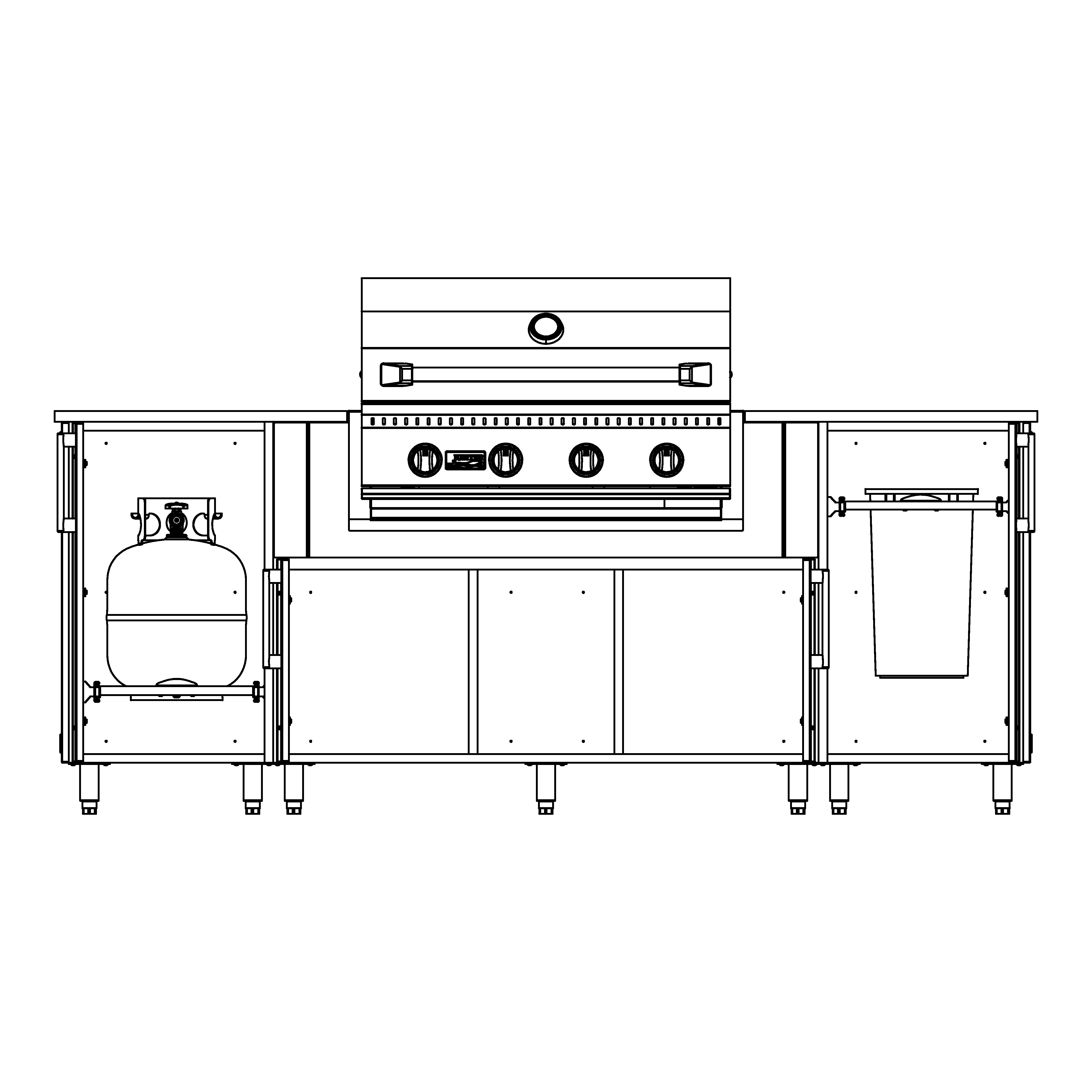 F865CPP - 86.5" Glacier Island - Grill Centered with Propane Pull-Out