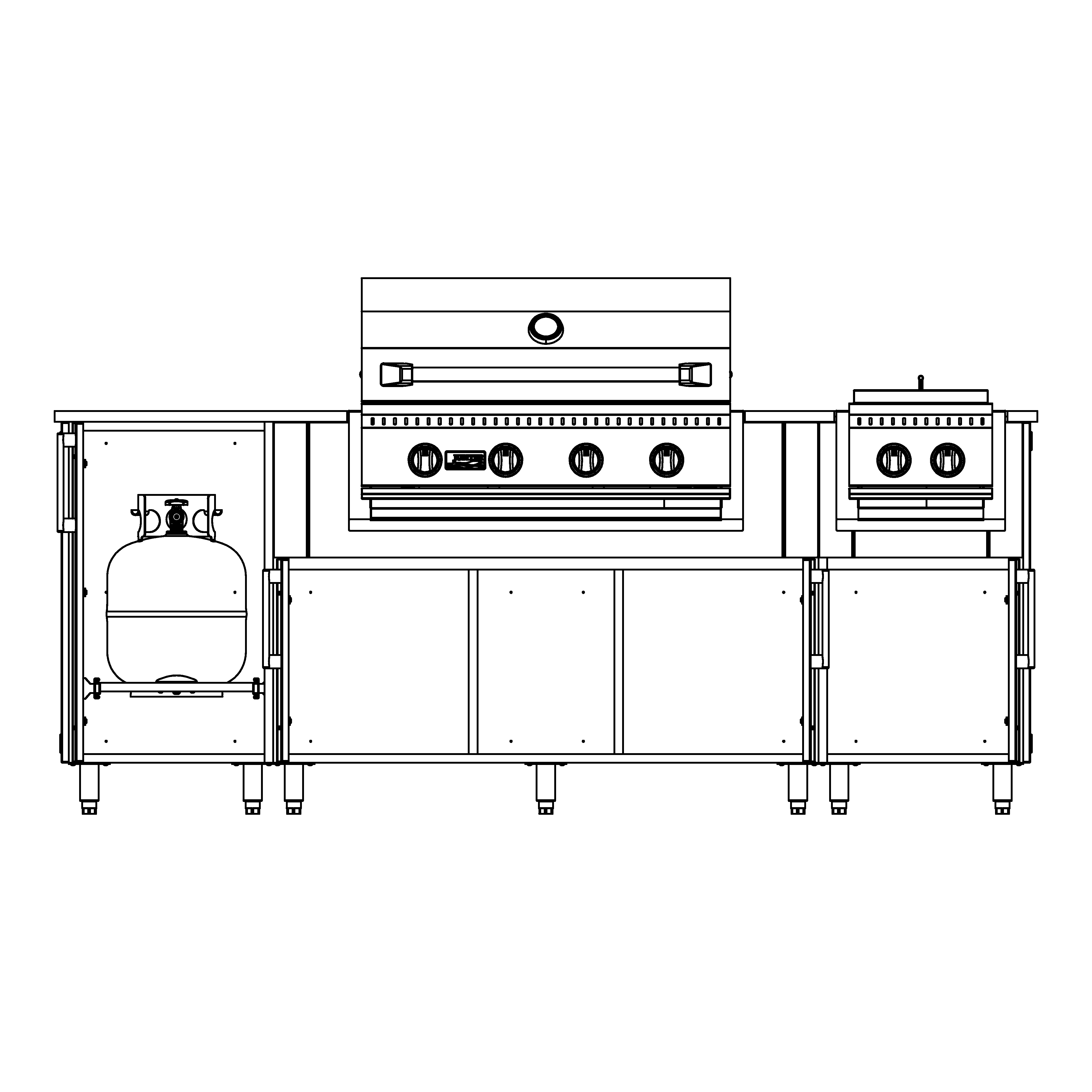 F865CBRPP - 86.5" Glacier Island - Grill Center, Burner Right with Propane Pull-Out