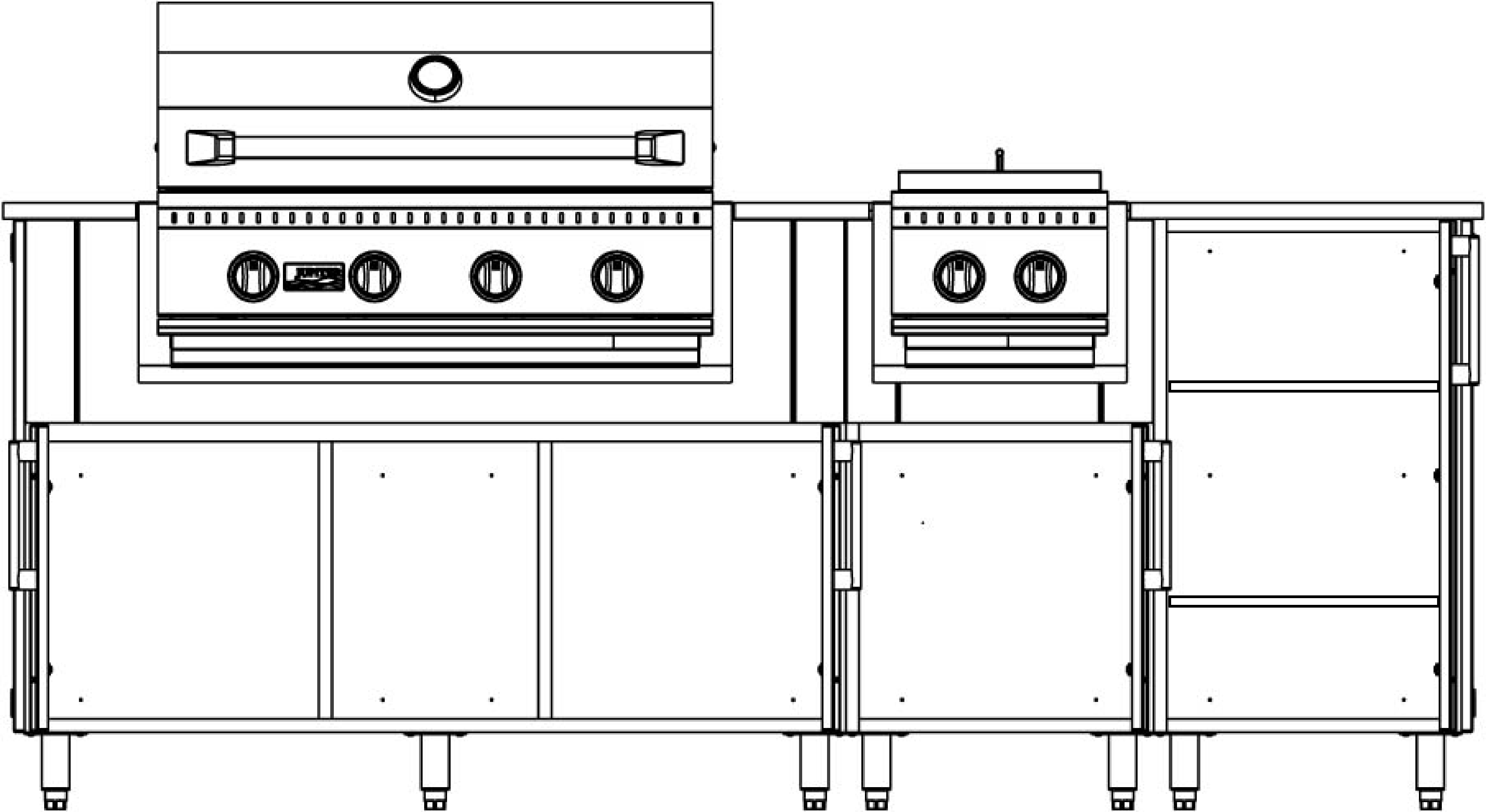 F865LBR - 86.5" Glacier Island - Grill Left, Burner Right