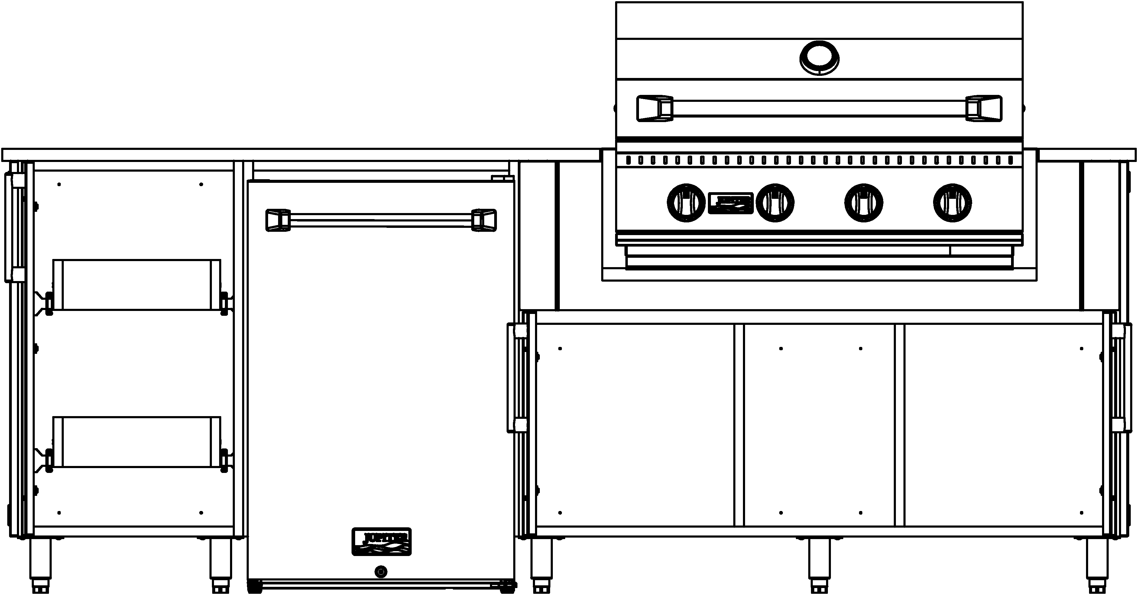 F905RFL2T - 90.5" Glacier Island - Grill Right, Fridge Left with Roll-Out Trays