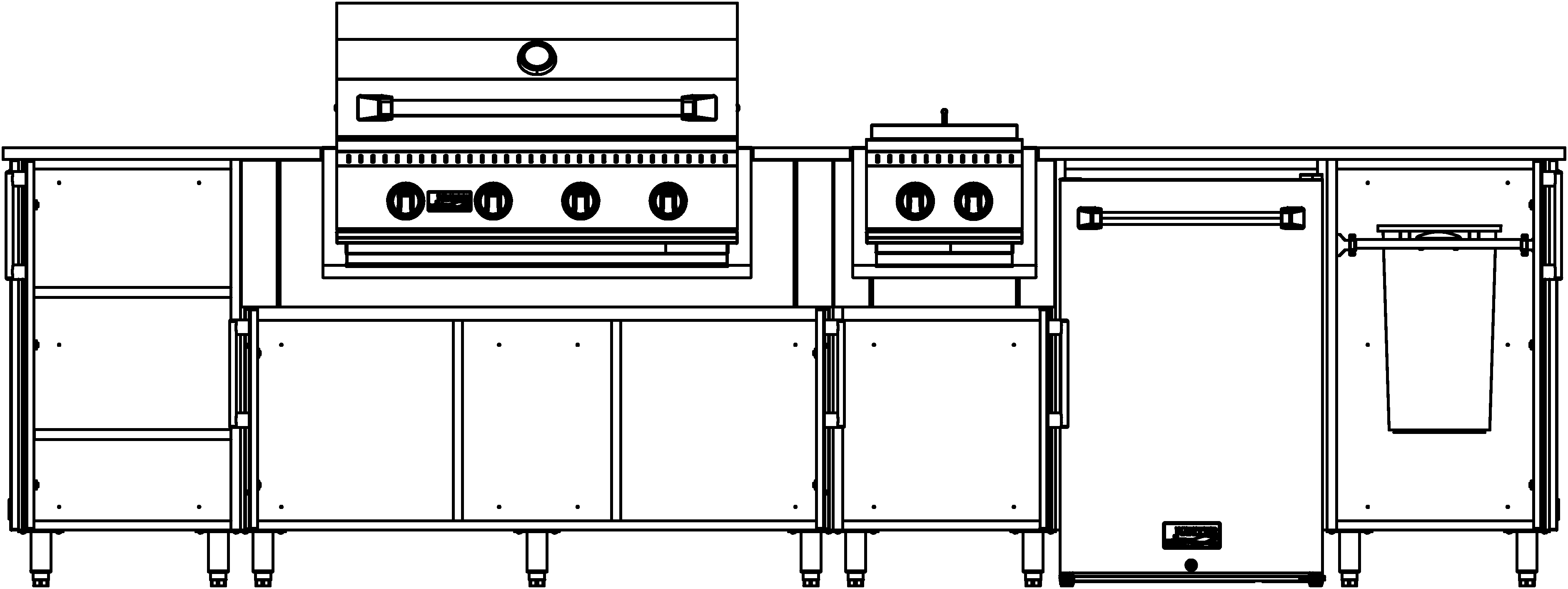 F126LBRFR - 126" Glacier Island with Grill, Side Burner and Refrigerator