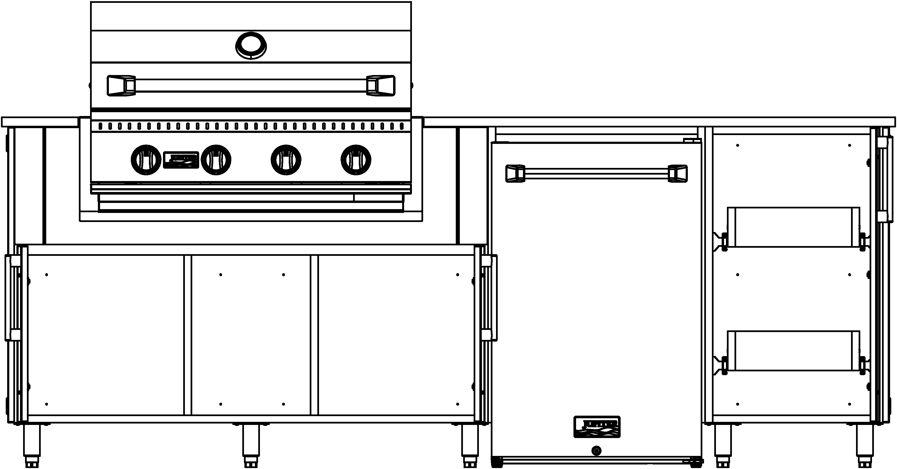 F905LFR2T - 90.5" Glacier Island - Grill Left, Fridge Right with Roll-Out Trays