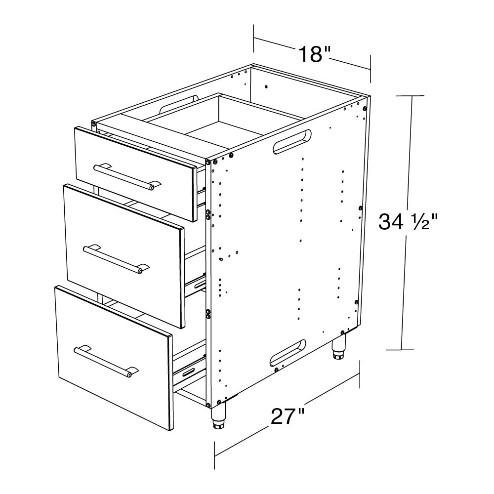 AOS 3 Drawer Base Cabinet